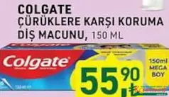 COLGATE ÇÜRÜKLERE KARŞI KORUMA DİŞ MACUNU 150 ML COLGATE ÇÜRÜKLERE KARŞI KORUMA DİŞ MACUNU 150 ML
